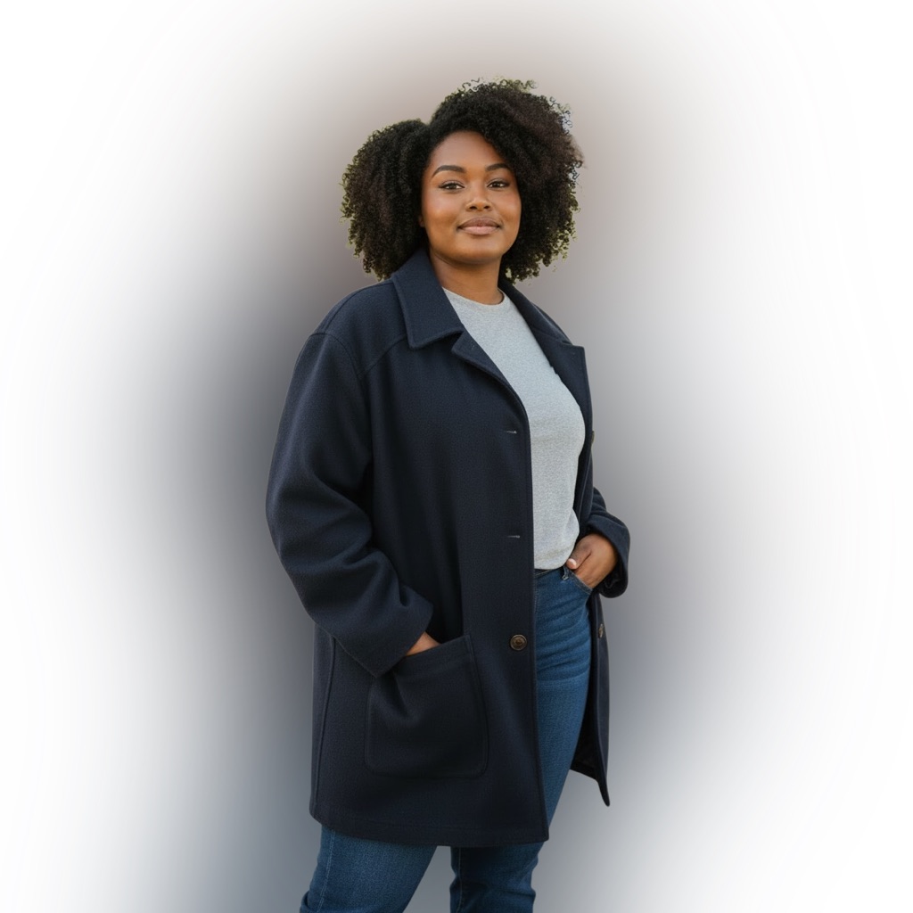 Susie Tompkins Black Women's Midweight Coat - Classic Button Front L